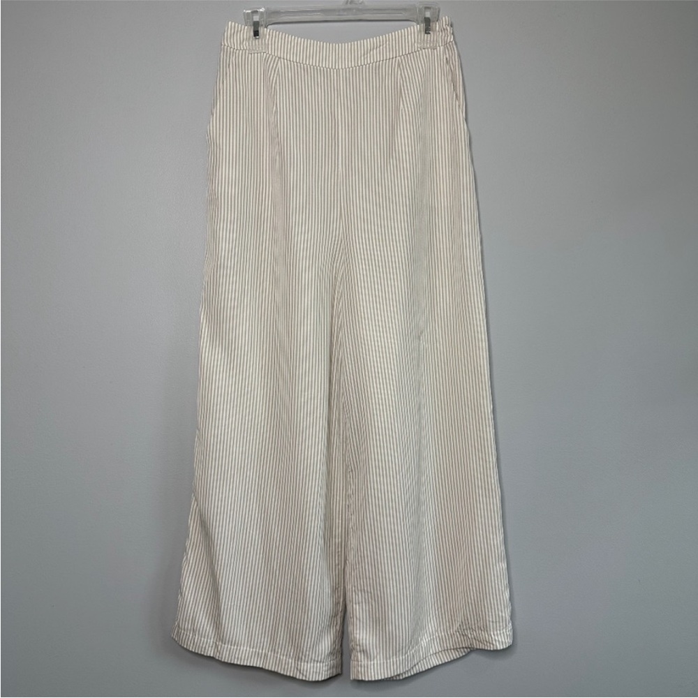 Vetta High Rise Wide Leg Cropped Striped Trouser Pants Women's Sz 4 Side Zip